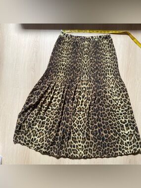 Taylor Leopard Print Pleated Midi Skirt - Brown and Black